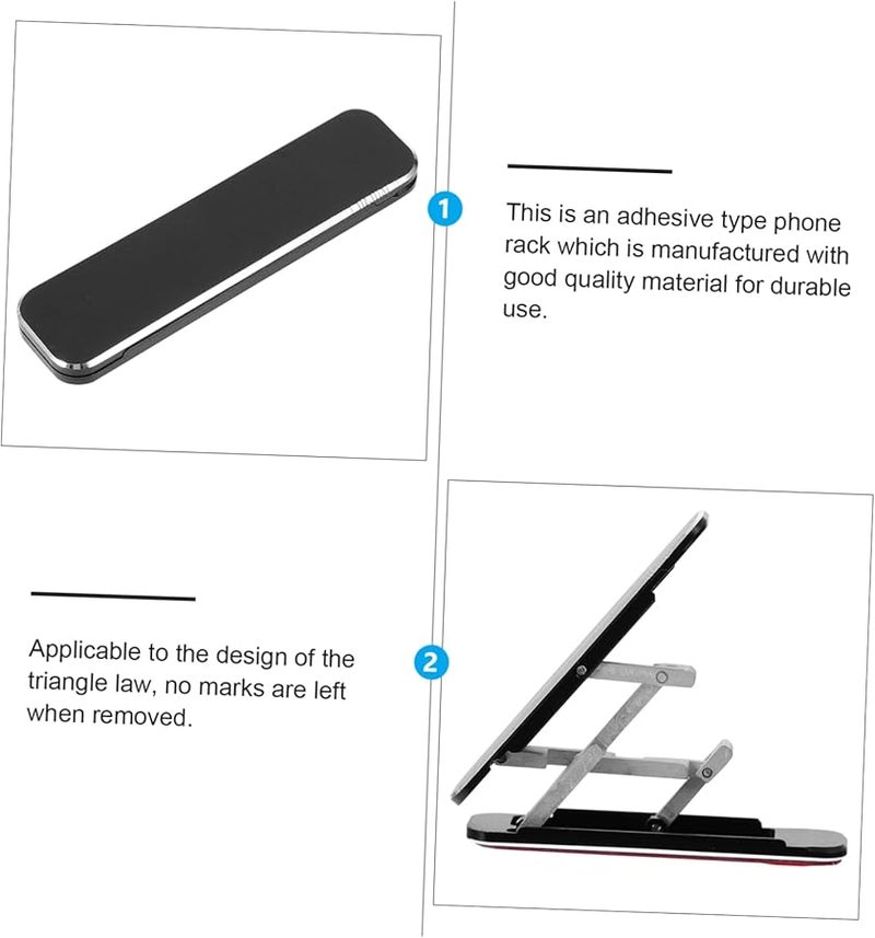 Foldable Adhesive Phone Stand Holder Portable Black Mobile Desk Bracket - Image 2